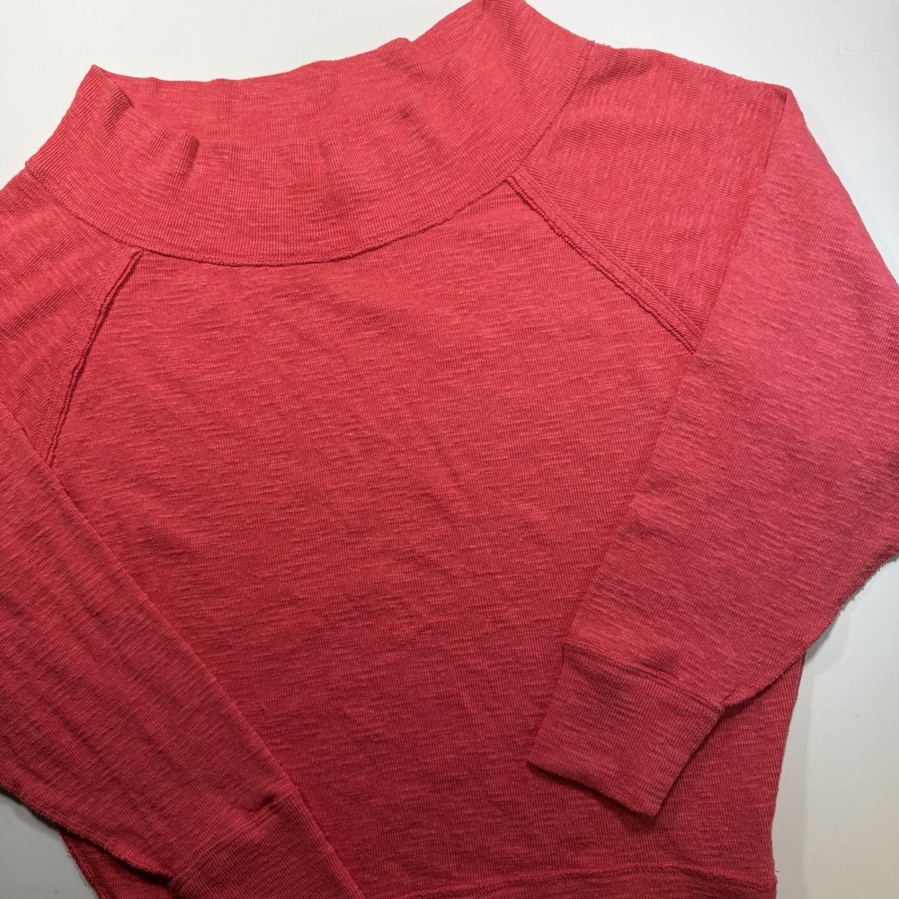 We The Free Red Long Sleeve Top XS Wide Neck Free People Boho